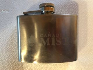 Vintage Rare Imported Small Canadian Mist Stainless Steel Flask