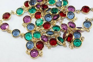 Gorgeous Swarovski Multi - Colored Crystal Bezel Necklace