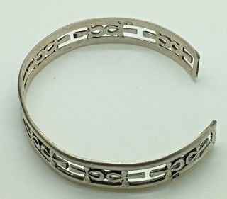 Sterling Silver Ankh Bangle Bracelet Cut Out Egyptian Revival Religious 6 5/8 "
