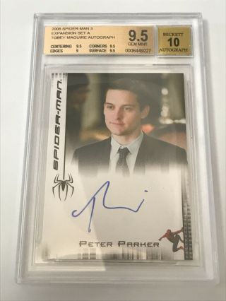 2007 Marvel Spider - Man 3 Movie Tobey Maguire Autograph Bgs 9.  5 Signed Auto 10