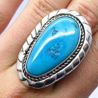 Beatrice Kee Navajo Old Pawn 925 Sterling Silver Morenci Turquoise Tribal Ring