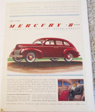 1939 Mercury 8 4 Dr Sedan Car Ad