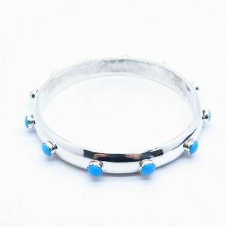 Old Pawn Navajo 925 Sterling Silver Sleeping Beauty Turquoise Bangle Bracelet 2
