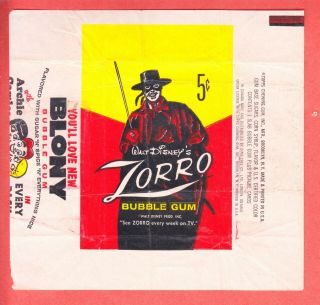 1958 Topps Zorro 5 Cent Wax Wrapper