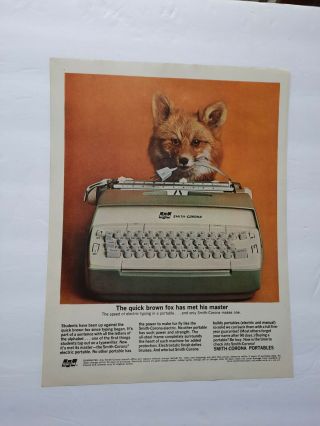 1964 Smith - Corona Typewriter Print Ad Quick Brown Fox Extension Cord In Mouth