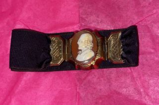 Rare Antique Victorian Cameo Mourning Bracelet Late 1800s Jewelry,  Jet Black.