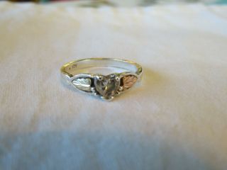 12kt Gold & Sterling Silver Black Hills Gold Ring With Heart Cz Size 7