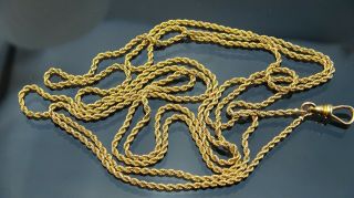Antique Gold Filled Pocket Watch Rope Chains Fob/necklace/15.  5 Gram/49 Inches