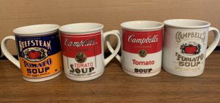 Set Of 4 Campbell’s Soup 125th Anniversary Mugs.