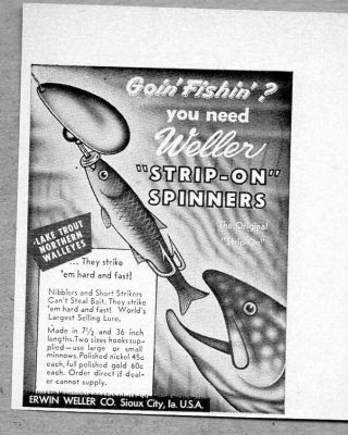 1955 Print Ad Weller Strip - On Spinner Fishing Lures Sioux City,  Iowa