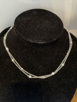 Judith Ripka Sterling Silver And Cz 36” Necklace