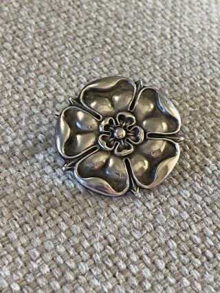 Silver Tudor Rose Pearce & Sons Brooch 1910 Arts And Crafts Movement