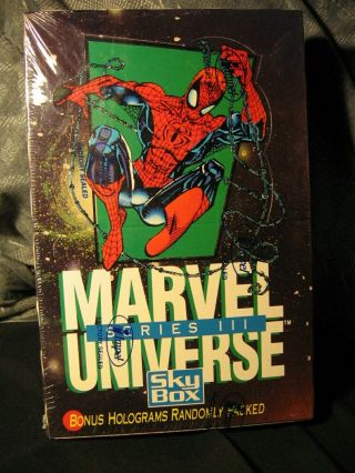 Vintage 1992 Skybox Marvel Universe 3 Cards Factory Box 36 Packs Box