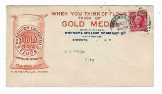 1908 Advertising Envelope Washburn Crosby Gold Medal Flour Oneonta Milling Co Ny