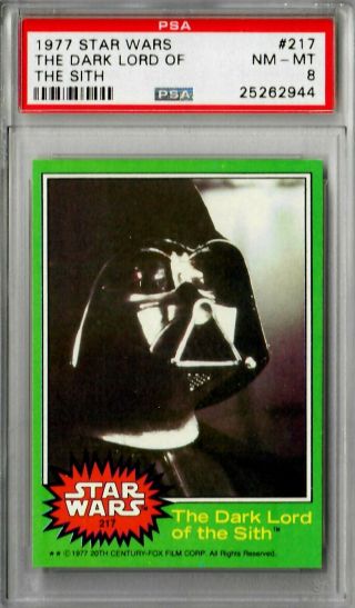 1977 Topps Star Wars 217 - The Dark Lord Of The Sith - Psa 8 Nm - Mt