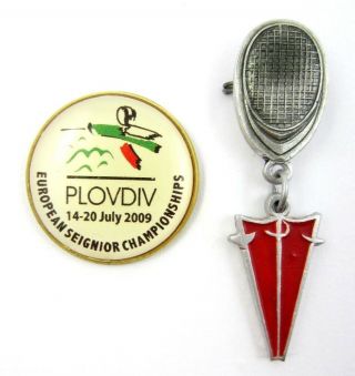 2009 European Fencing Championships In Plovdiv Set Of 2x Pins Badges