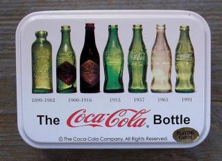 Coca Cola Evolution Of The Bottle Tin Playing Cards Mini Coke Bottles