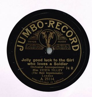 Miss Vesta Tilley Music Hall 78 - Signed By Vesta In Wax - Jolly Good Luck To Th