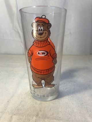 A&w The Great Root Bear Drinking Glass Rooty Tapered 6.  25 "
