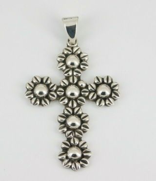 Vintage Taxco Mexico 925 Sterling Silver Cross Pendant