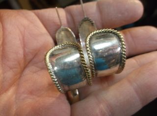 TWO PAIRS OF RATHER LARGE VTG STERLING SILVER EARRINGS,  