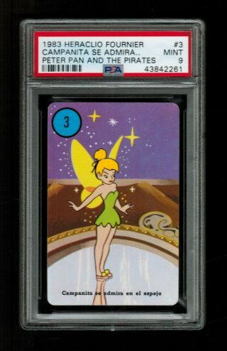 Psa 9 " Tinkerbell Admires Herself " 1983 Disney Peter Pan Fournier Card 3