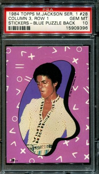 1984 Topps Michael Jackson 28 Series 1 Blue Puzzle Back Pop 3 Psa 10