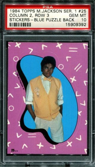 1984 Topps Michael Jackson 25 Series 1 Blue Puzzle Back Pop 3 Psa 10