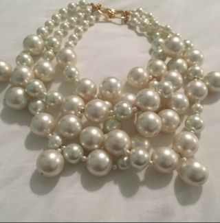 Kenneth Jay Lane Multi - Strand Simulated Glass Pearl Necklace 18”