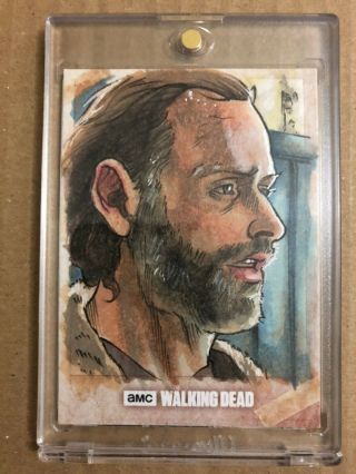 The Walking Dead Road To Alexandria 1/1 Rick Grimes Sketch Card By Brad Hudson