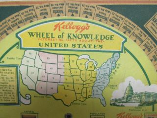 Kellogg ' s Wheel of Knowledge Cereal Promotion Facts About the United States 1931 2