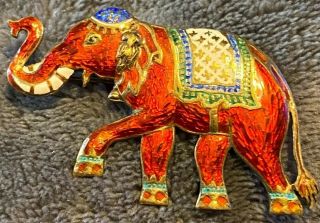 Vintage Sterling Siam Enameled Elephant Pin/brooch - Unique