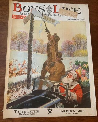 1933 Front Cover Boys’ Life Santa Car Nra Orson Lowell Art Boy Scouts Adv