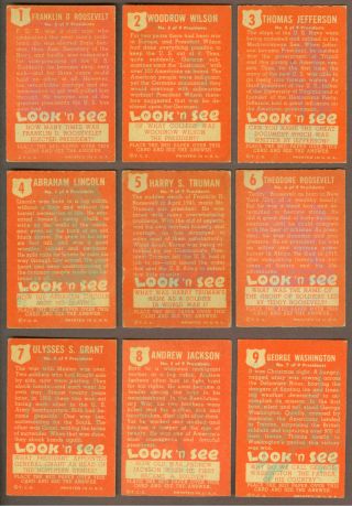 1952 TOPPS LOOK ' N SEE COMPLETE SET w/ 15 BABE RUTH (EX - MT),  82 REMBRANDT (VG, ) 4