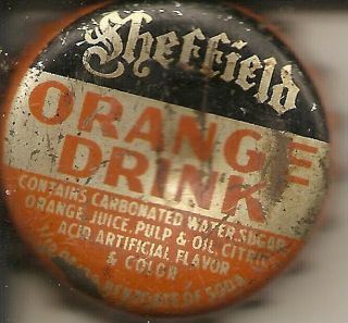 Sheffield Orange Drink Soda Pop Bottle Cap/crowns