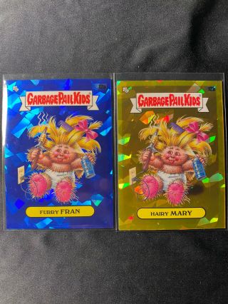 2020 Topps Garbage Pail Kids Chrome Sapphire Furry Fran Hairy Mary 12b Gold /15