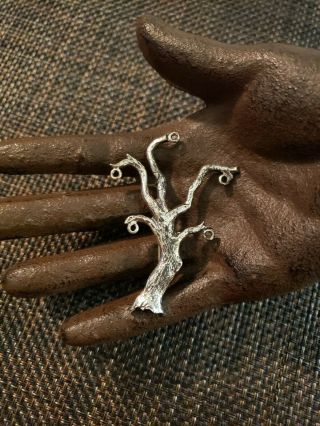 Vintage Rare Danecraft Sterling Silver Family Tree Brooch For Hanging Charms