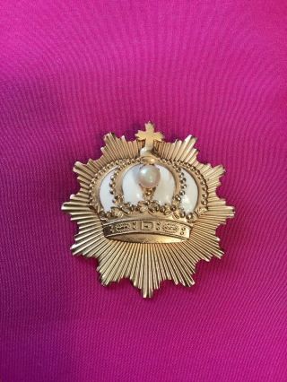 Vintage Early Coro Coronation Crown Brooch With Faux Pearl - Very Rare And Cool