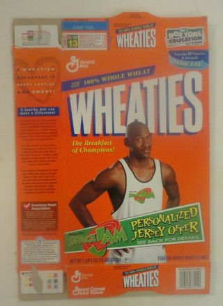 Wheaties Cereal Box,  Michael Jordan Basketball With Space Jam Jersey Offer