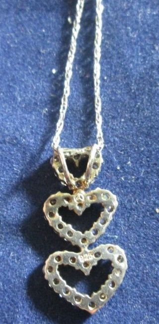 STERLING SILVER HEARTS WITH CRYSTALS PENDANT AND AN 18 INCH CHAIN 2