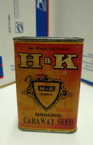Vintage H & K Caraway Seed Spice Tin Hanley & Kinsella Coffee/spice Co St Louis