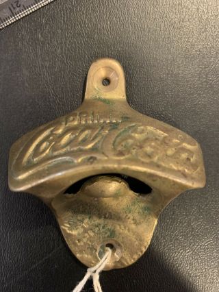 Vintage Coca - Cola Brass Bottle Opener (wall Mount)