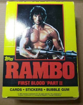 1985 Topps Rambo First Blood Part Ii Wax Box 36 Packs Trading Cards