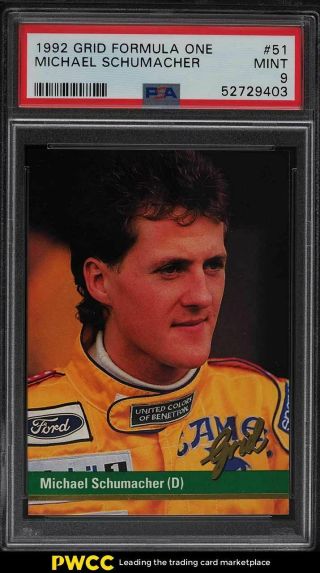 1992 Grid Formula One Michael Schumacher Rookie Rc 51 Psa 9