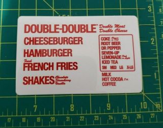 In N Out Burger Decal Sticker (menu) Ino