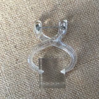Vintage Clear Plastic Lucite Ice Cube Twist Unique Bakelite Era Brooch Pin