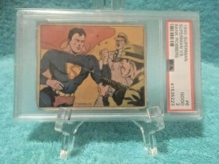 1940 Superman Trading Card 6,  Superman Vs Bank Robbers,  Psa Rated 2