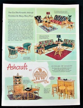 Vtg 1951 Mcm Ashcraft Furniture Dinettes Heywood - Wakefield Artwork Print Ad