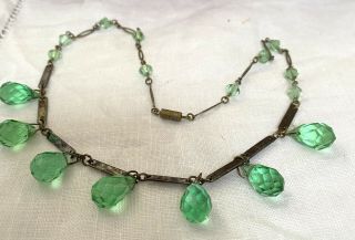 1930’s Gorgeous Green Glass Drops Necklace