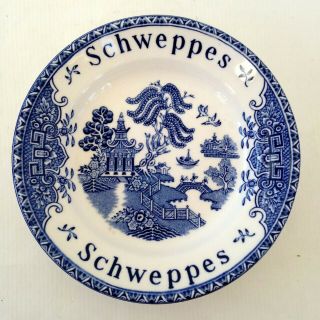 Enoch Wedgewood Tunstall Schweppes Plate Dish Blue White England Blue Willow